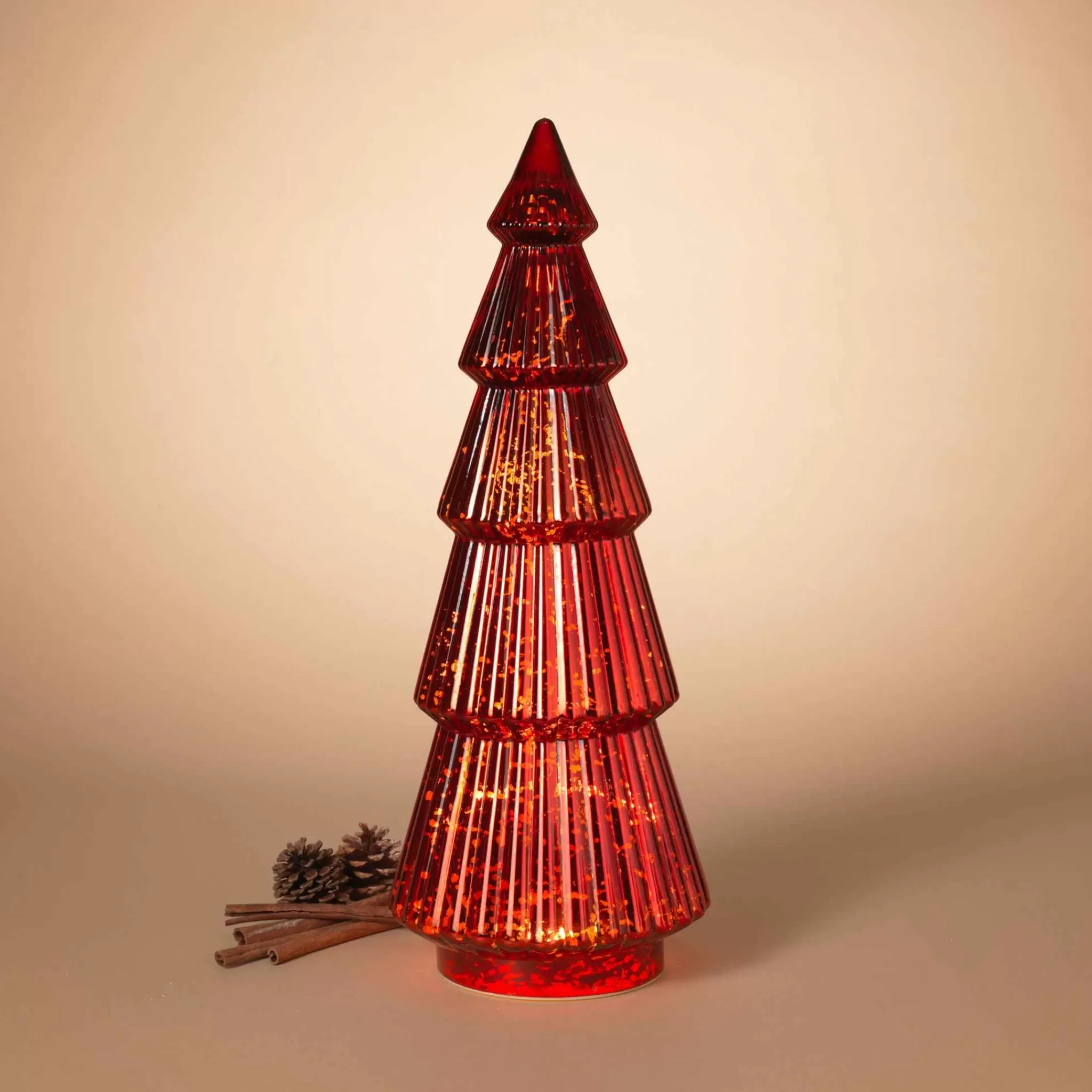 Gerson International Traditional Vintage Lighted Handblown Red Mercury Glass Tree
