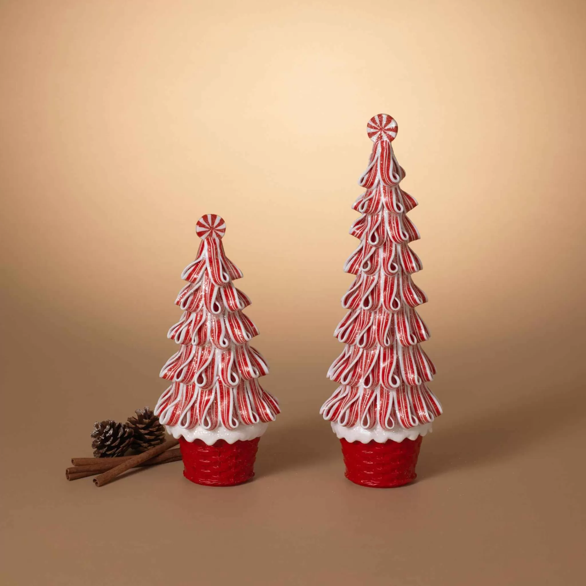 Gerson International Whimsical Traditional Peppermint Ribbon Christmas Candy Trees