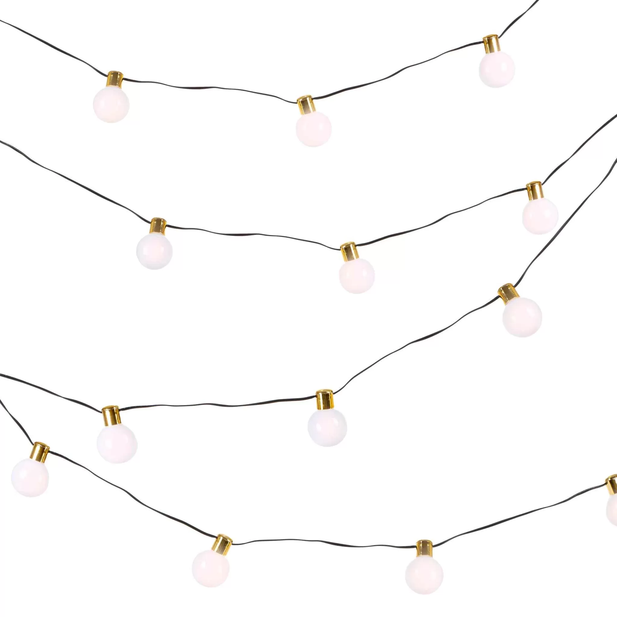 Gerson International White And Gold Light Garland, 30 Warm Battery Leds With Timer